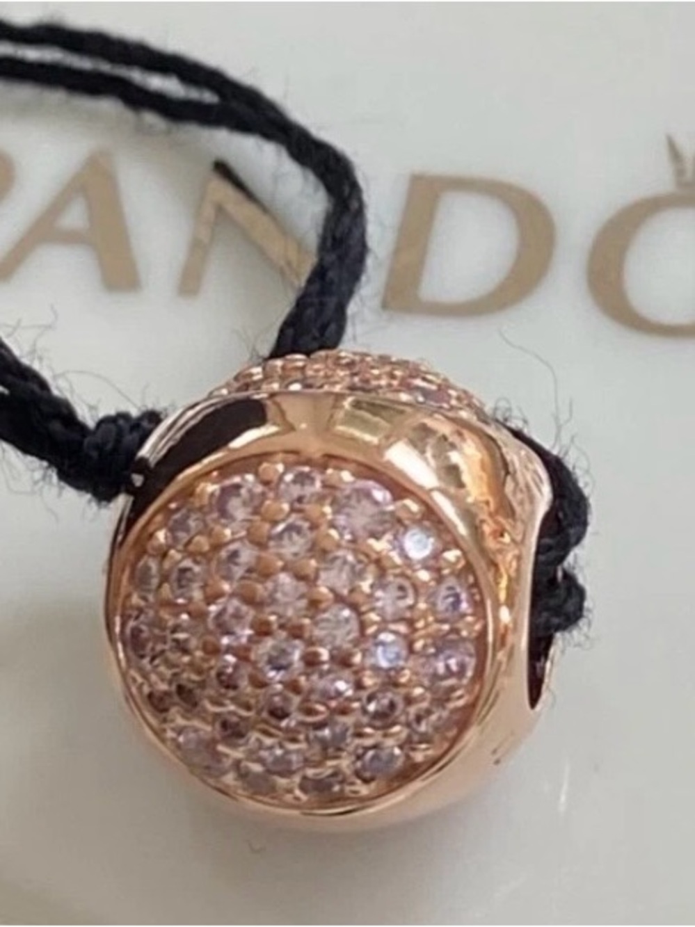2—Pandora Rose Gold Pink Crystal Pavé dazzling droplet